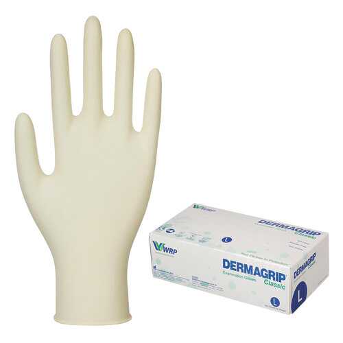 Перчатки латексные смотровые Dermagrip Classic D1503-10, 50 пар неопудренные, хлоринация L в Неофарм