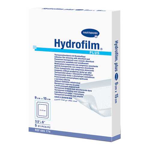 Прозрачная повязка HARTMANN Hydrofilm plus с впитывающей подушечкой 9 см х 15 см 5 шт. в Неофарм