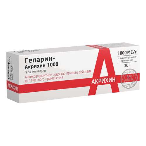 Гепарин-Акрихин 1000 гель 1тыс.МЕ/г туба 50 г в Неофарм