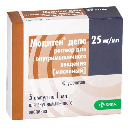 Модитен депо раствор для в/м введ. маслян. 25 мг/мл. амп. 1 мл. №5 в Неофарм