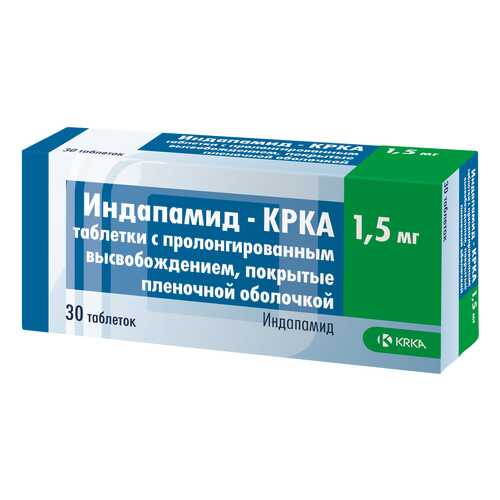 Индапамид-КРКА таблетки пролонг.п.п.о.1,5 мг №30 в Неофарм