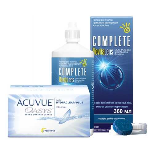 Контактные линзы Acuvue Oasys 24 линзы R 8.4 -10.50 + Раствор Complete RevitaLens 360 мл в Неофарм