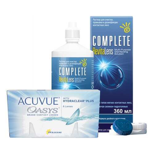 Контактные линзы Acuvue Oasys 6 линз R 8.4 +3.25 + Раствор Complete RevitaLens 360 мл в Неофарм