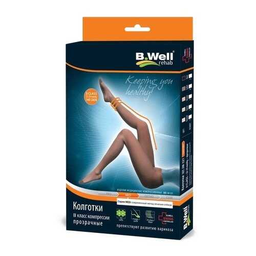 Колготки компрессионные B.Well JW 321 2 класс компрессии черные р.2 в Неофарм