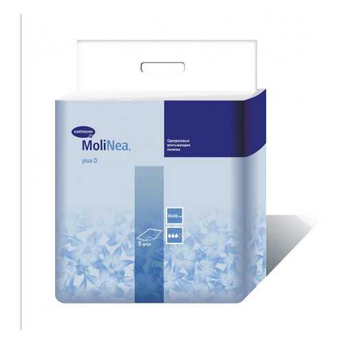 Одноразовые впитывающие пеленки, 60x60 см, 230 г/м2, 5 шт. MoliNea Plus D в Неофарм
